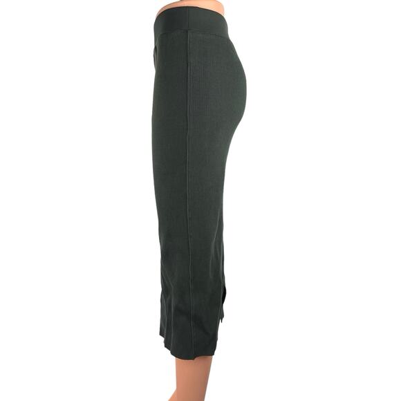 James Perse Los Angeles Black Bodycon Ribbed Knit Back Slit Calf Length Skirt 1 - Picture 2 of 5